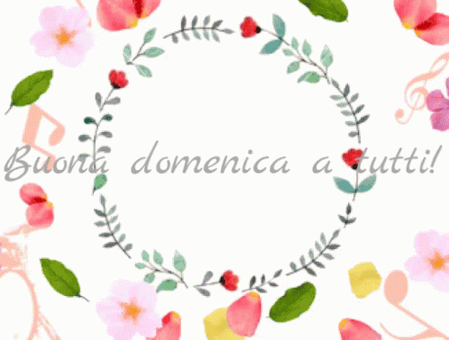 Pink And Yellow Flower Wreath Buona Domenica A Tutti GIF