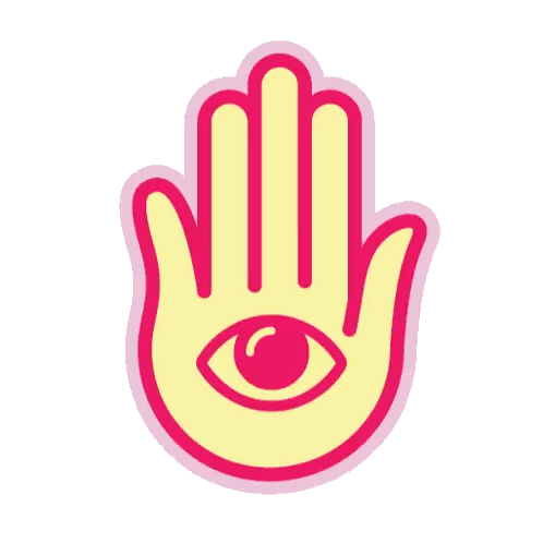 Pink and Yellow Hand With Eye