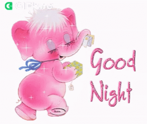 Pink Animated Elephant Wishing Good Night GIF