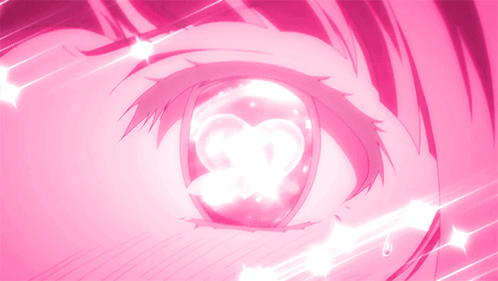 Pink Anime Girl Eye With Heart Shaped Pupil GIF