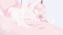 Pink Anime Girl Getting In Bed GIF