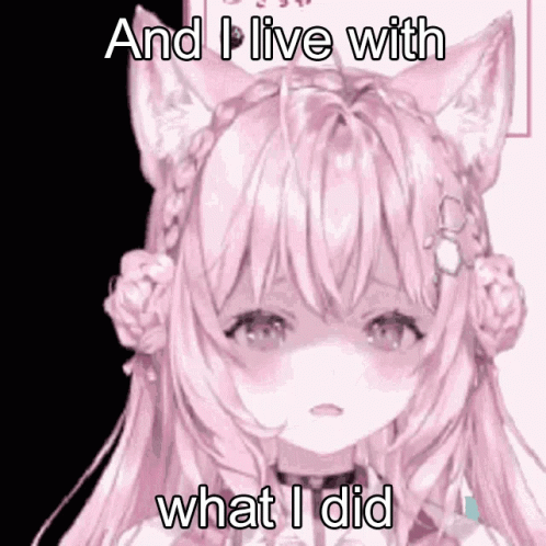 Pink Anime Girl with Cat Ear and Choker