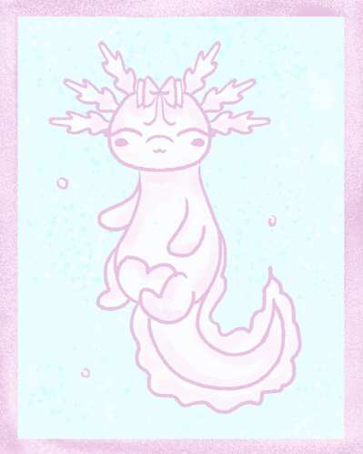 Pink Axolotl on Pink Background