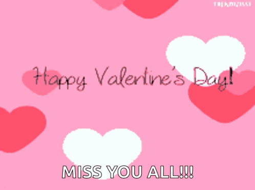 Pink Background Hearts Happy Valentines Day Miss You All