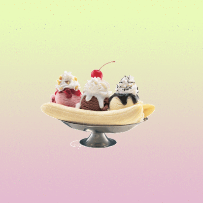 Pink Background Of Spinning Banana Ice Cream Sundae GIF