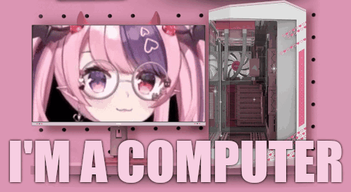 Pink Background Saying I'm A Computer GIF