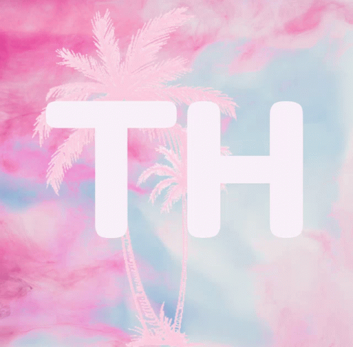 Pink Background With Palm Tree And Word Th GIF