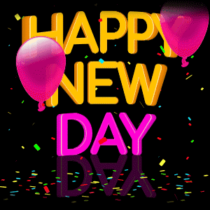 Pink Balloons and Confetti Happy New Day