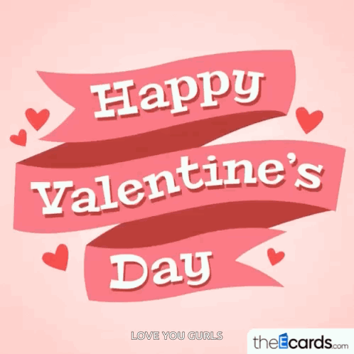 Pink Banner Saying Happy Valentine's Day GIF