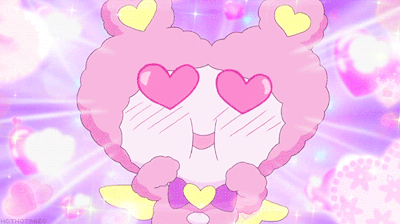 Pink Bear Anime Heart Eyes GIF