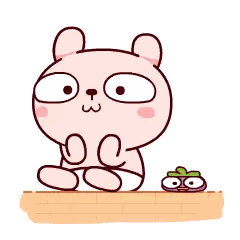 Pink Bear Sitting Next to Baby