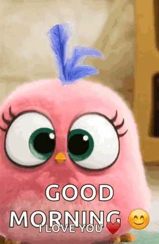 Pink Bird Saying Good Morning Love