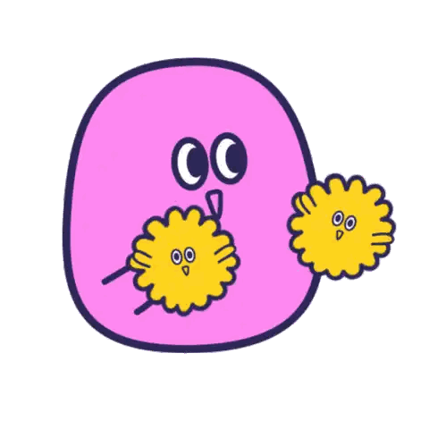 Pink Blob With Yellow Flower