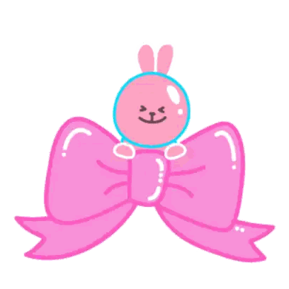 Pink Bow with Bunny and Hearts