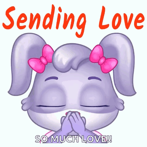 Pink-Bowed Bunny Sending Love So Much Love