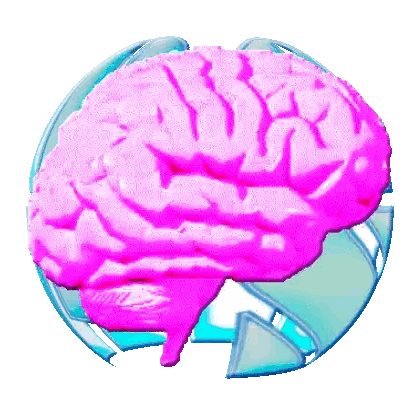 Pink Brain on Blue Circle