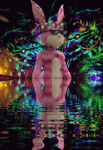 Pink Bunny Acid Trip Water Flow GIF