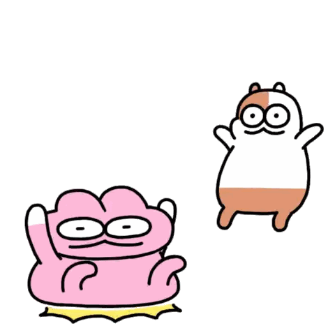 Pink Bunny and Cat Cartoon
