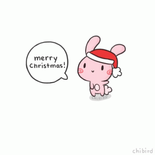 Pink Bunny Cute Christmas Greeting GIF