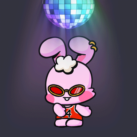 Pink Bunny Dancing In A Party Night GIF