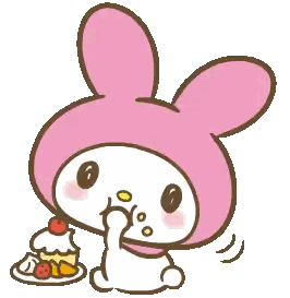 Pink Bunny Eating Strawberry Cake