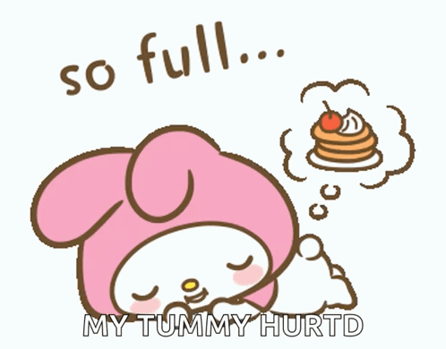 Pink Bunny So Full My Tummy Hurtd