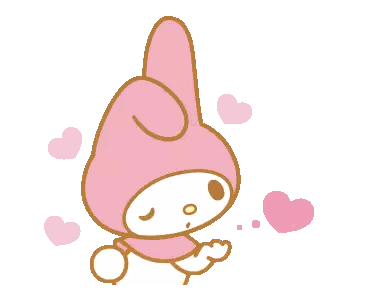 Pink Bunny Surrounded by Hearts