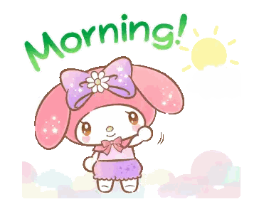 Pink Bunny with Purple Bow Morning