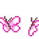 Pink Butterflies Flying in Pixel Art Style
