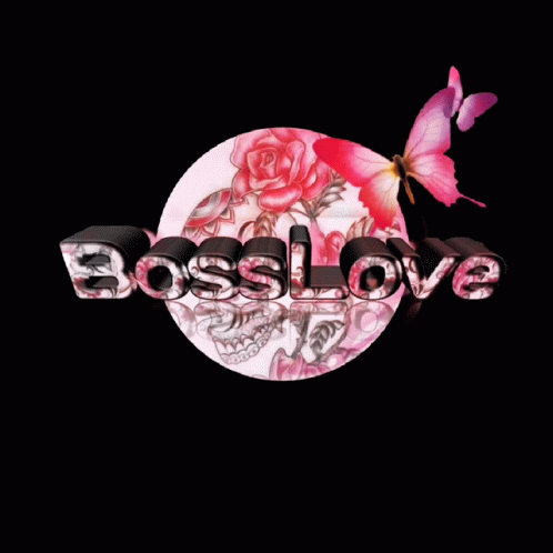 Pink Butterfly Flying Over Bosslove GIF