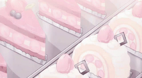 Pink Cakes On Shelf GIF