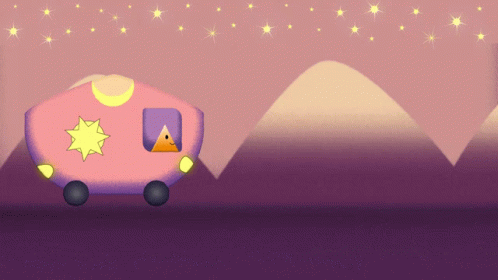 Pink Car With Yellow Star GIF