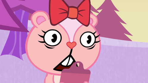 Pink Cartoon Bear With Red Bow