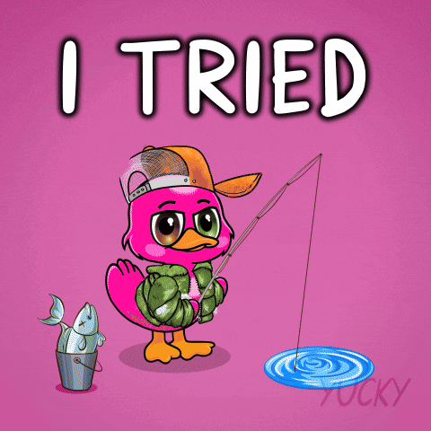 Pink Cartoon Bird Fishing Saying I Tried