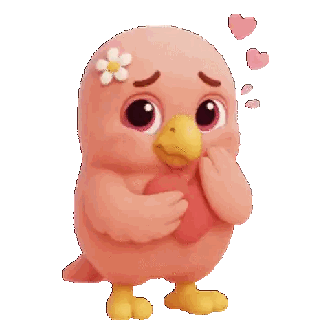 Pink Cartoon Bird Holding Heart
