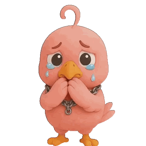Pink Cartoon Bird With Chain