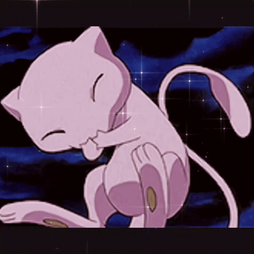 Pink Cartoon Cat with Purple Tail
