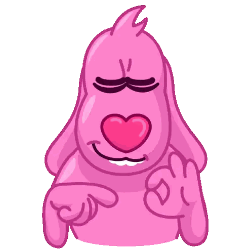 Pink Cartoon Character Giving Ok Sign