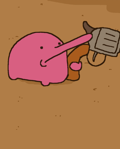 Pink Cartoon Character Hang on a Tick