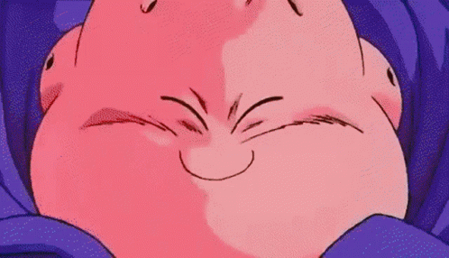 Pink Cartoon Character on Purple Background