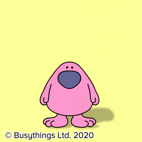 Pink Cartoon Character Raising Fist