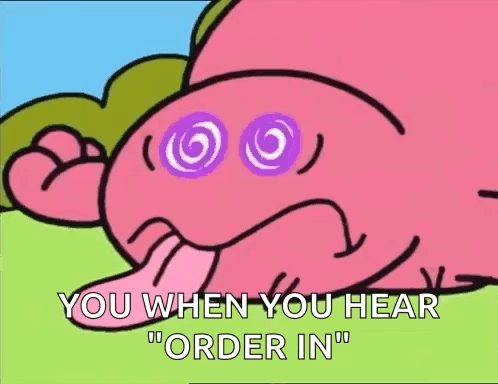 Pink Cartoon Character Saying Order In