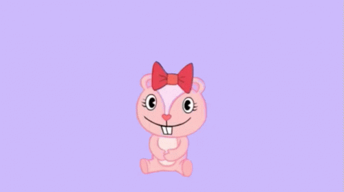 Pink Cartoon Character With Bow and Heart