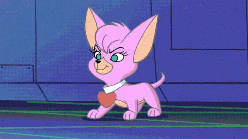 Pink Cartoon Character with Heart Blue Wall