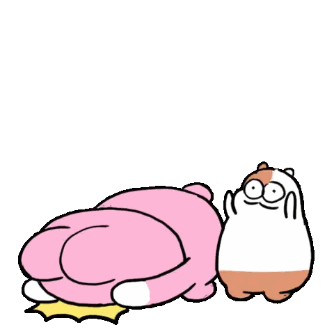 Pink Cartoon Rabbit and Brown Bear