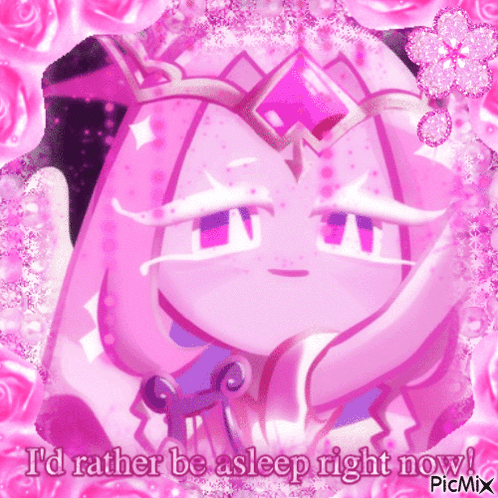 Pink Cartoon Saying I'd Rather Be Asleep Right Now