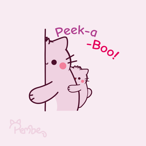 Pink Cat Peeking Peek-a-Boo