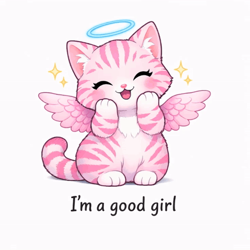 Pink Cat With Angel Wings I Am a Good Girl