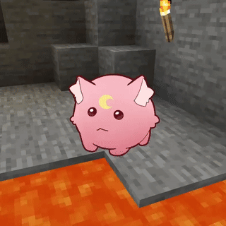 Pink Cat With Crescent Moon on Its Head in Video Game