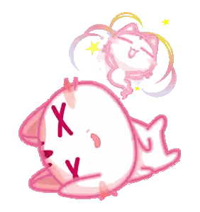 Pink Cat with X and Y on Face